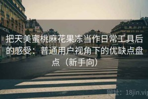 把天美蜜桃麻花果冻当作日常工具后的感受：普通用户视角下的优缺点盘点（新手向）