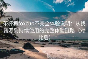茶杯狐foxcup不完全体验说明：从找资源到持续使用的完整体验链路（对比后）