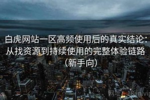 白虎网站一区高频使用后的真实结论：从找资源到持续使用的完整体验链路（新手向）