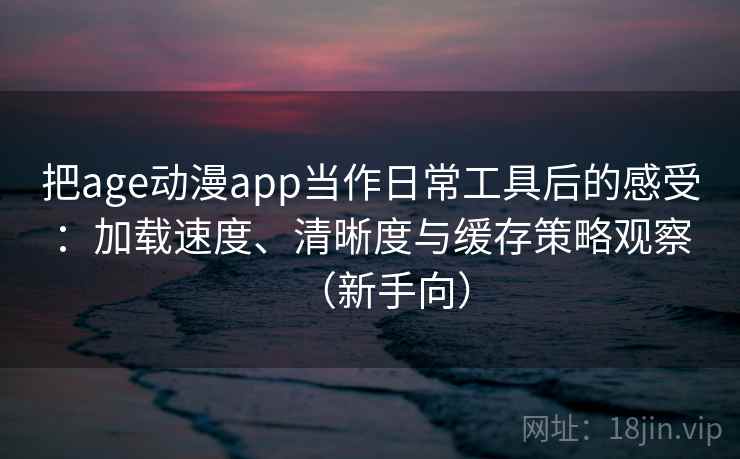 把age动漫app当作日常工具后的感受：加载速度、清晰度与缓存策略观察（新手向）